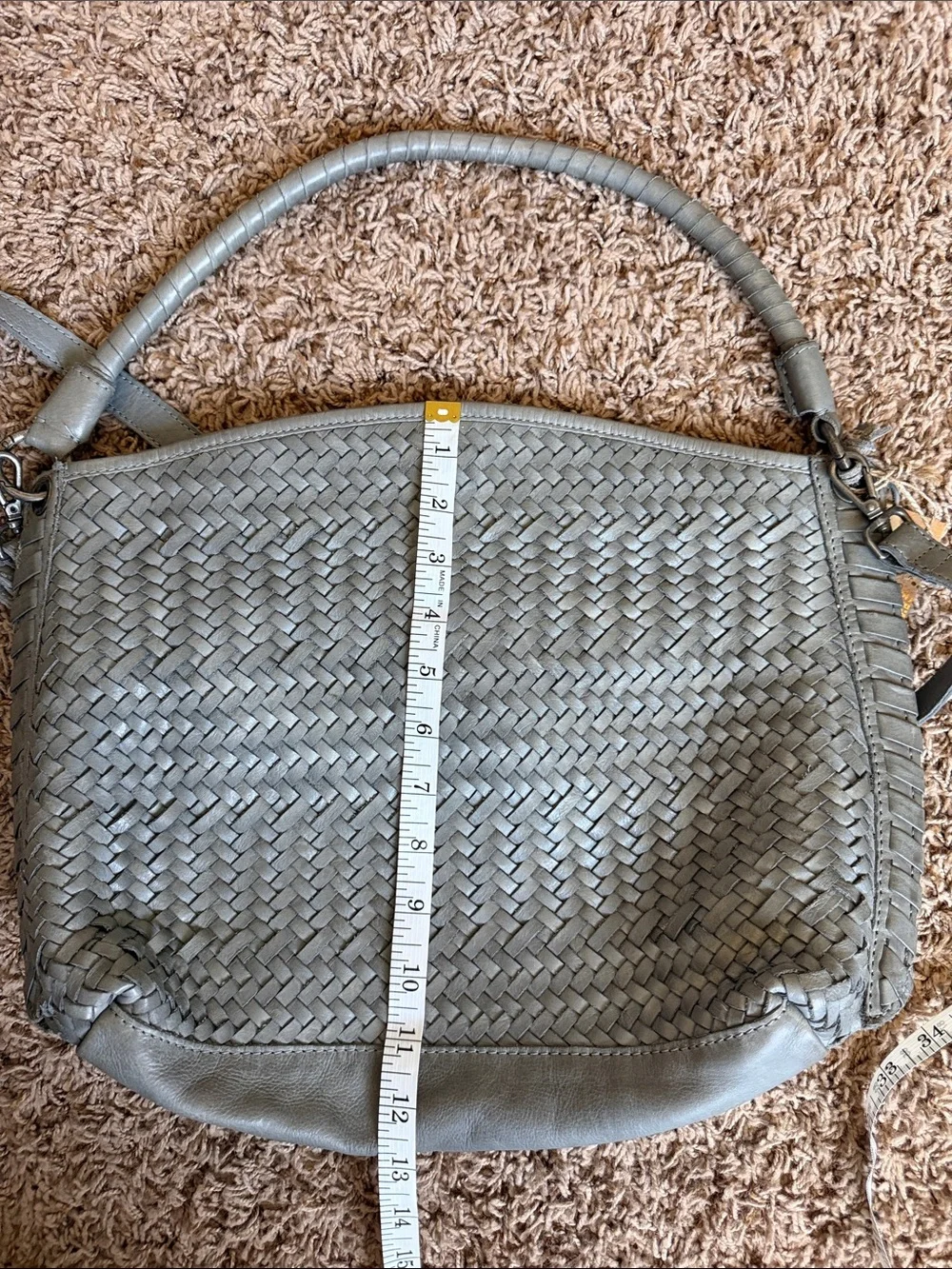 Real leather blue/gray hobo bag